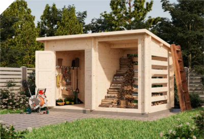 Хозблок 7 с дровницей (Комфорт) - брус 44 мм (фото)